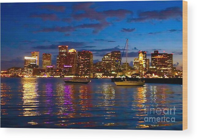Boston Wood Print featuring the photograph Boston Cityscape Reflections by Beth Myer Photography