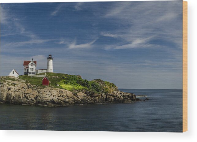 Maine Wood Print featuring the photograph Cape Neddick Lighthouse by Rick Mosher