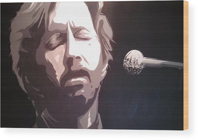 Eric Clapton Performing Wood Print featuring the painting Clapton1 by Ken Jolly