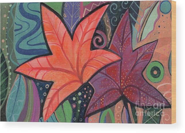 Leaves Wood Print featuring the painting Colorful Fall by Helena Tiainen