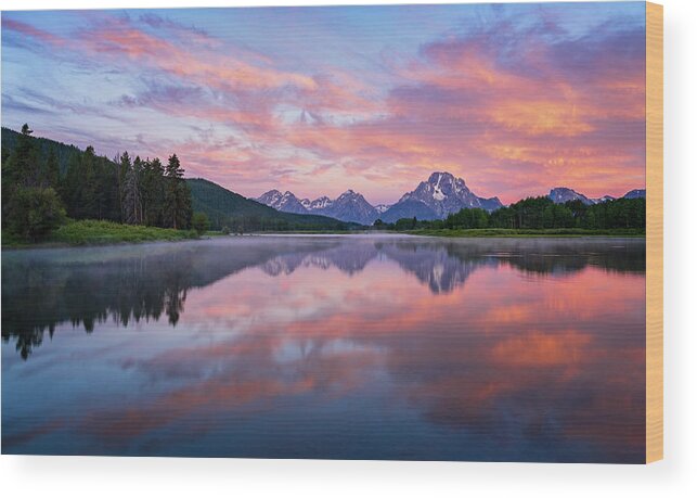 Colorful Wood Print featuring the photograph Colorful Sunrise at Oxbow Bend by David Soldano