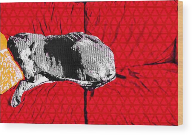 Dog Wood Print featuring the digital art Couch Rest by Julius Reque