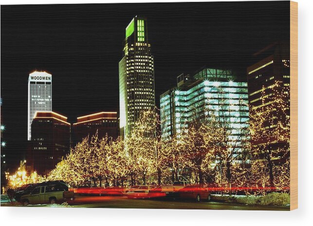 Omaha Wood Print featuring the photograph Downtown Omaha skyline by Jetson Nguyen