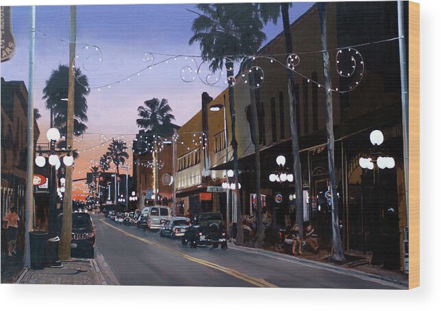 Painting Wood Print featuring the painting Dusk on 7th Avenue by Craig Morris