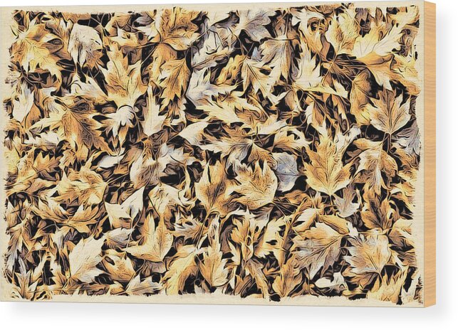 Autumn Wood Print featuring the digital art Fallen Autumn Leaves by Cameron Wood