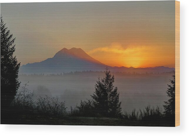 Fiery Wood Print featuring the photograph Fiery Fall Sunrise by Peter Mooyman