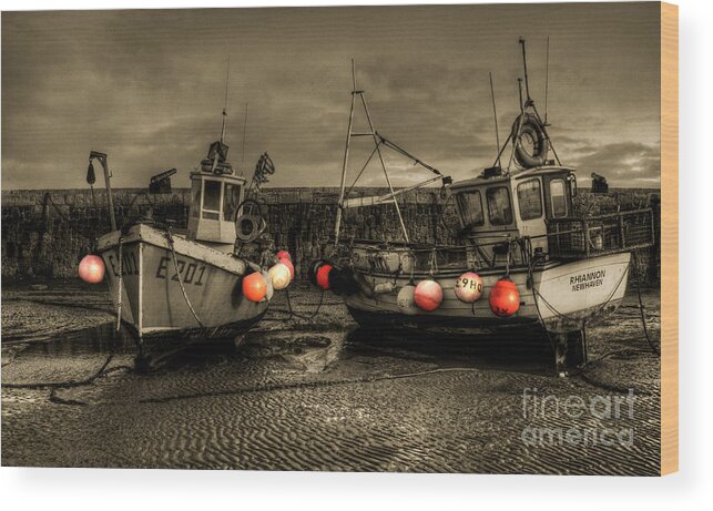 Fishing Wood Print featuring the photograph Fishing Boats at Lyme Regis by Rob Hawkins