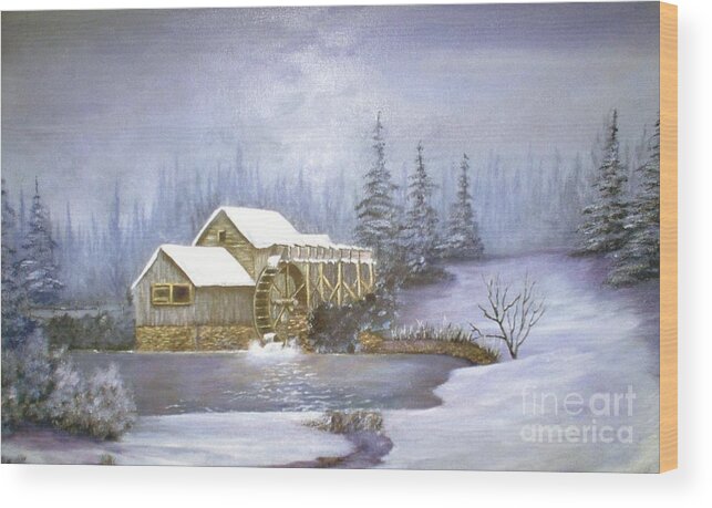 Mill Wood Print featuring the painting Grist Mill by Jerry Walker
