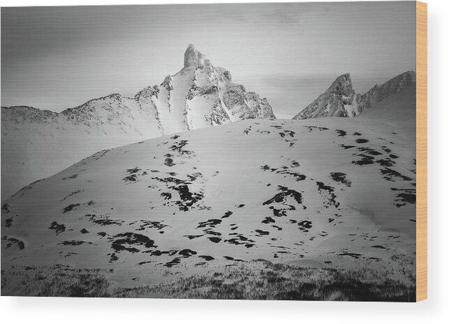 Landscape Wood Print featuring the photograph Hamperokken Peak near Tromso Norway by Adam Rainoff