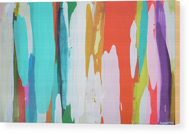 Abstract Wood Print featuring the painting Holiday Everyday by Claire Desjardins