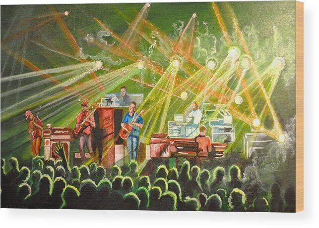 Umphrey's Mcgee Wood Print featuring the painting In with the Um Crowd by Patricia Arroyo