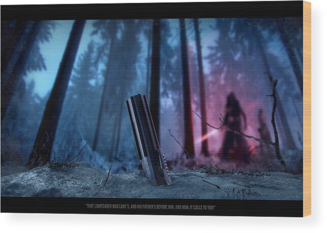 Star Wars Wood Print featuring the digital art It Calls to You Text 2 by Jayden Bell