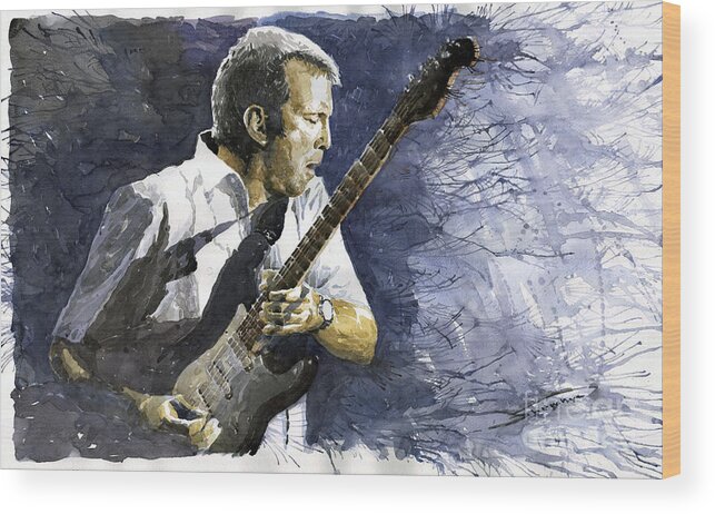Eric Clapton Wood Print featuring the painting Jazz Eric Clapton 1 by Yuriy Shevchuk