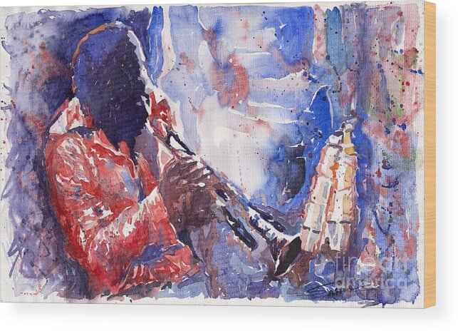 Jazz Wood Print featuring the painting Jazz Miles Davis 15 by Yuriy Shevchuk