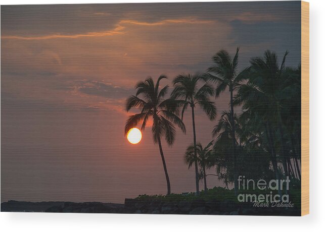 Hawaii Wood Print featuring the photograph Kona Sunset by Mark Dahmke