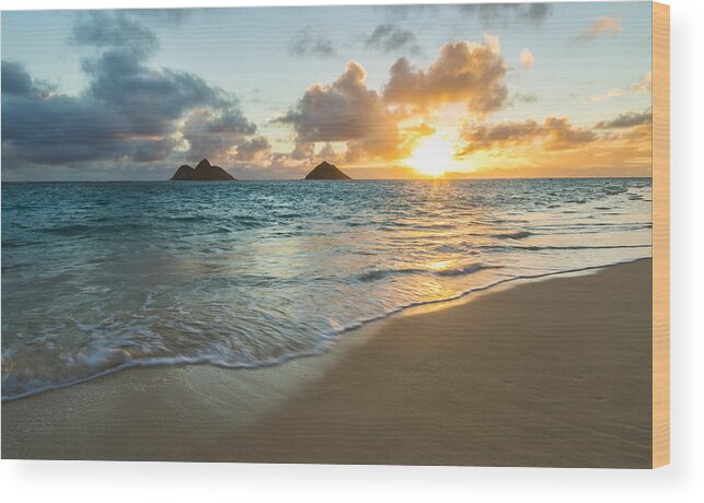 Aqua Wood Print featuring the photograph Lanikai Beach Sunrise 2 by Leigh Anne Meeks
