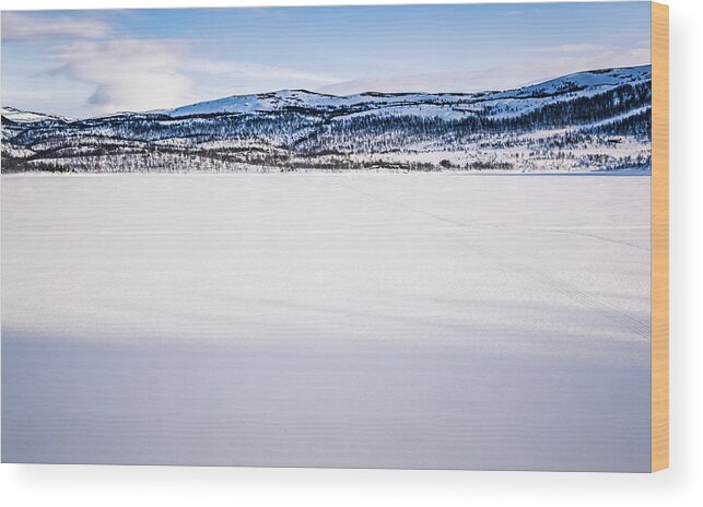 Lake Wood Print featuring the photograph Leirbotnvannet Frozen Lake Alta Finnmark Norway by Adam Rainoff