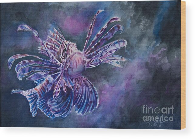 Lionfish Wood Print featuring the painting Lionfish by Lachri