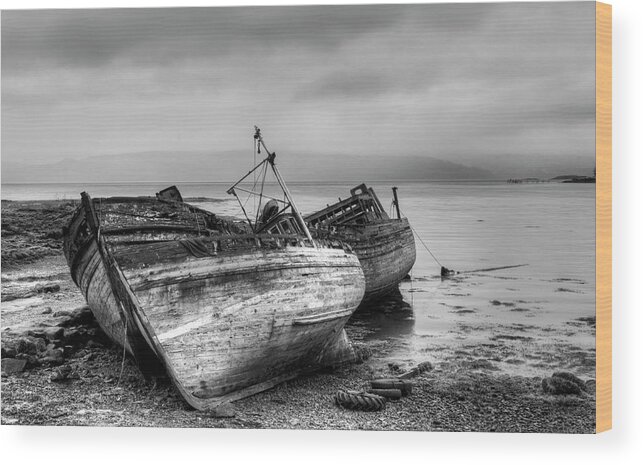 Isle Of Mull Wood Print featuring the photograph Lonely fishing boats by Michalakis Ppalis