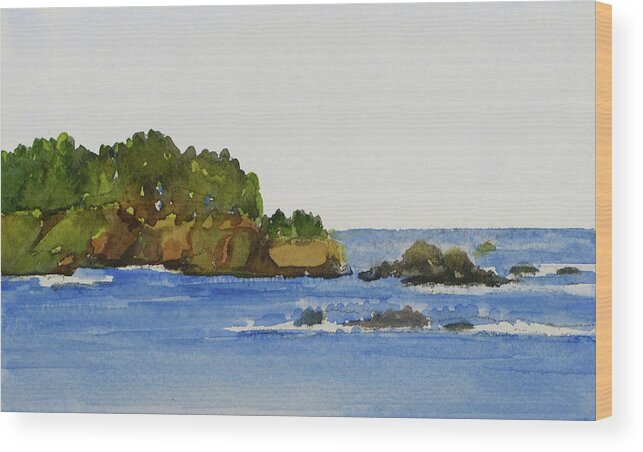 Seascape Wood Print featuring the painting Lookout by Karen Coggeshall