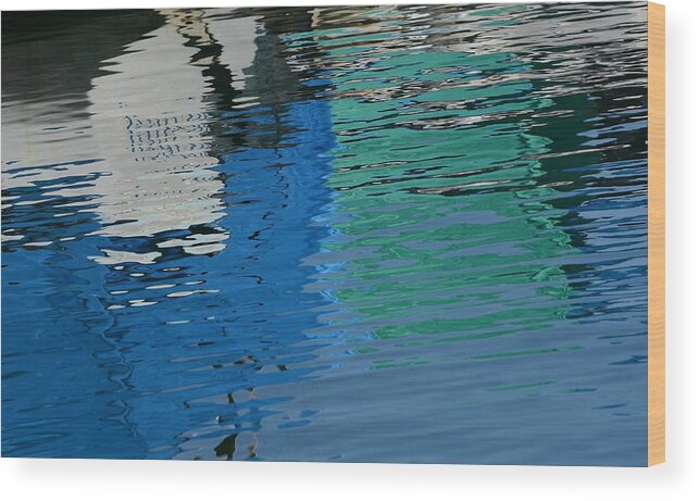 Water Reflection Wood Print featuring the photograph Marina Water Abstract 1 by Fraida Gutovich