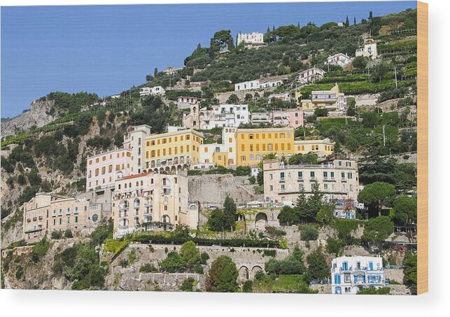  Almafi Coast Wood Print featuring the photograph Mellow Yellow Buildings by Allan Levin