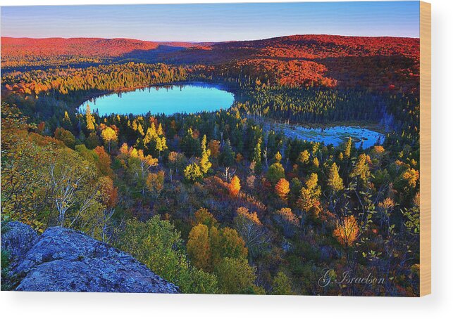 Landscape-autumn-lake-oberg Lake-minnesota-trees-morning-sunrise Wood Print featuring the photograph Morning Light by Gregory Israelson