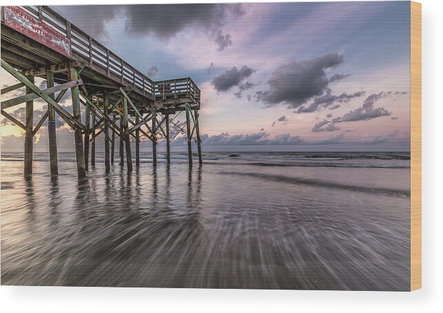 Isle Of Palms Wood Print featuring the photograph Morning Rush Isle of Palms by Donnie Whitaker