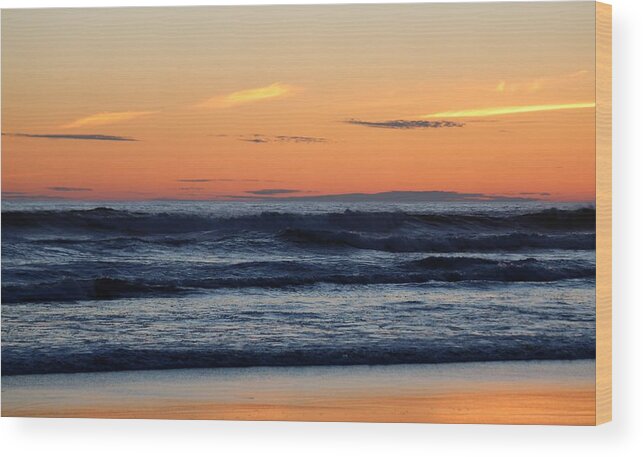 Ocean Sunset Wood Print featuring the photograph Ocean Sunset at Cape Disappointment State Park by Christy Pooschke
