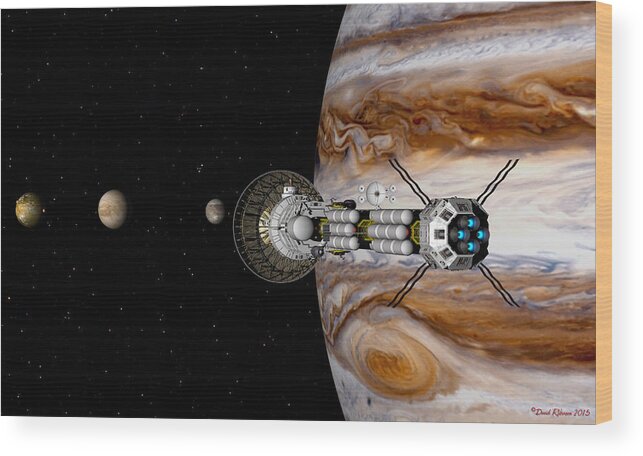 Spaceship Wood Print featuring the digital art Passing the storm by David Robinson