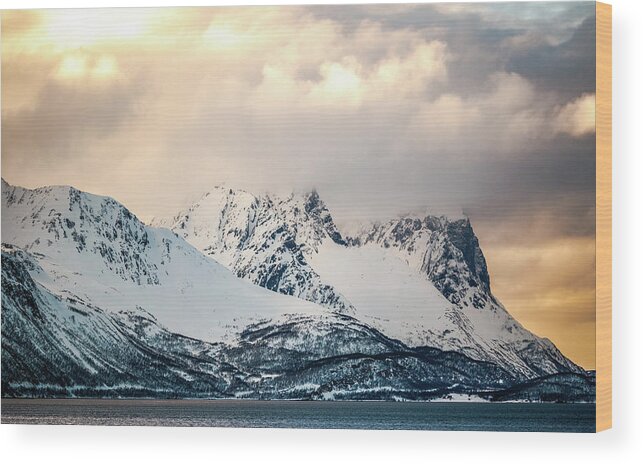 Badderfjorden Wood Print featuring the photograph Peaks of Badderfjorden Troms Norway by Adam Rainoff