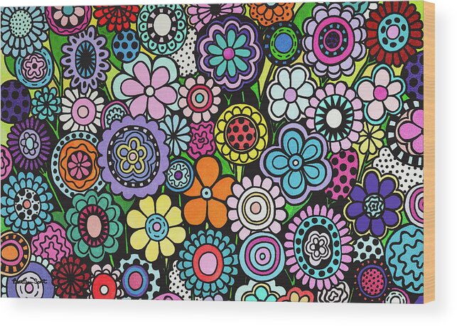 Flowers Wood Print featuring the painting Polka Dot Garden by Beth Ann Scott