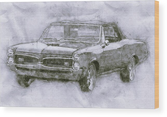 Pontiac Gto Wood Print featuring the mixed media Pontiac GTO 4 - 1967 - Automotive Art - Car Posters by Studio Grafiikka