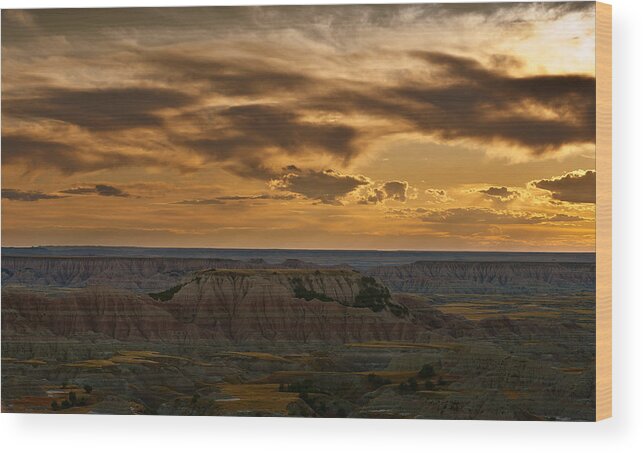 Badlands Wood Print featuring the photograph Prairie Wind Overlook Badlands South Dakota by Steve Gadomski