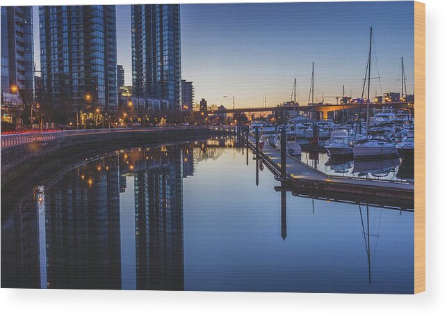 Architecture Wood Print featuring the photograph Quayside Marina before Sunrise by Andy Konieczny