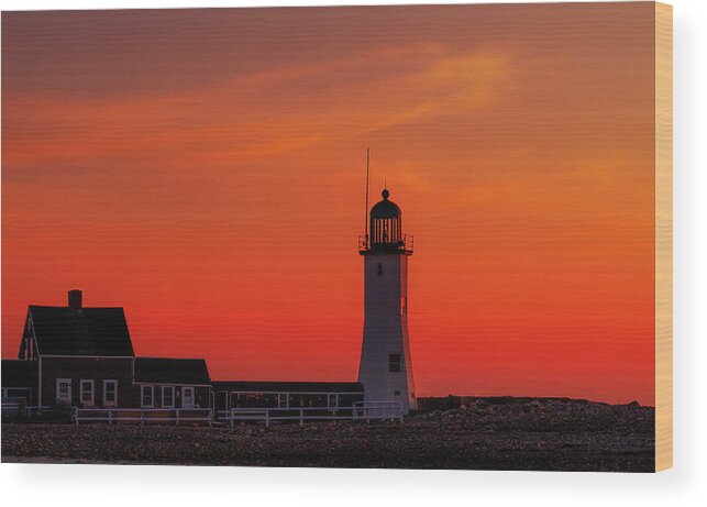 Lighthouse Wood Print featuring the photograph Red Sky in the Morning by Rob Davies