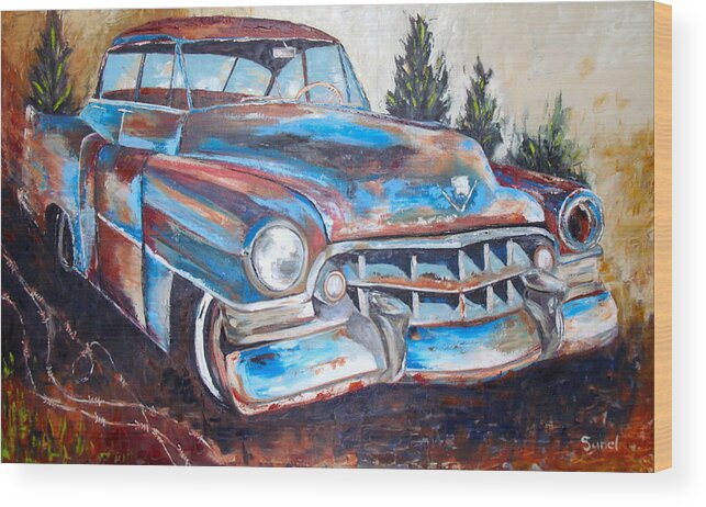Vintage Wood Print featuring the painting Rusty but still beautiful by Sunel De Lange