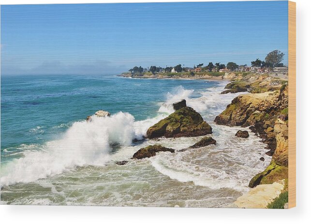 Santa Cruz Ca Wood Print featuring the photograph Santa Cruz Wave Spray by Marilyn MacCrakin