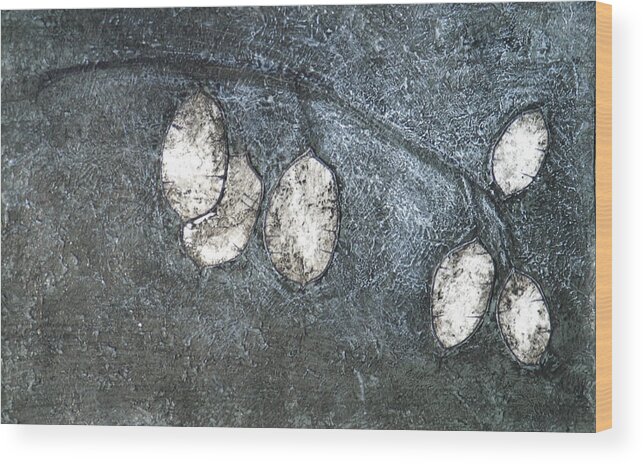Mono Print Wood Print featuring the mixed media Silver Dollar Plant by Diana Davenport