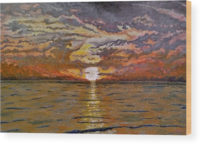 Landscape Wood Print featuring the painting Sleepy Hollow Sunset by Joel Tesch