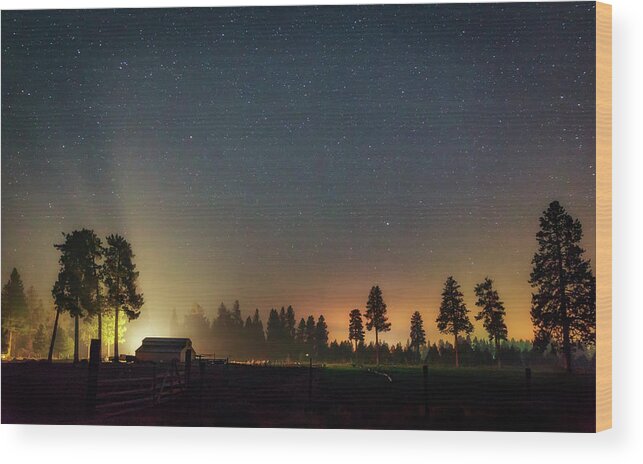 Landscape Wood Print featuring the photograph Smoky Sisters by Cat Connor