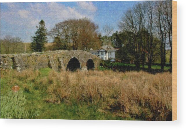 Landscape Wood Print featuring the painting Stone Bridge - P4A16011 by Dean Wittle