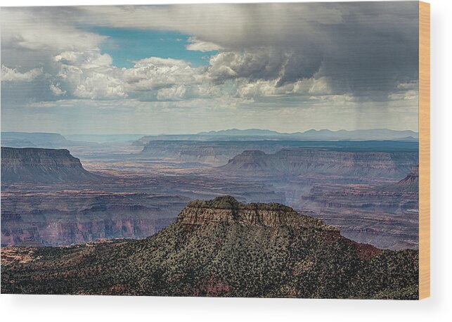 Canyon Wood Print featuring the photograph Stormy sky past Bridgers Knoll by Gaelyn Olmsted