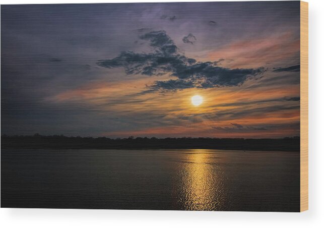 Stormy Sunset Over Belleville Lake Wood Print featuring the photograph Stormy Sunset over Belleville Lake by Pat Cook