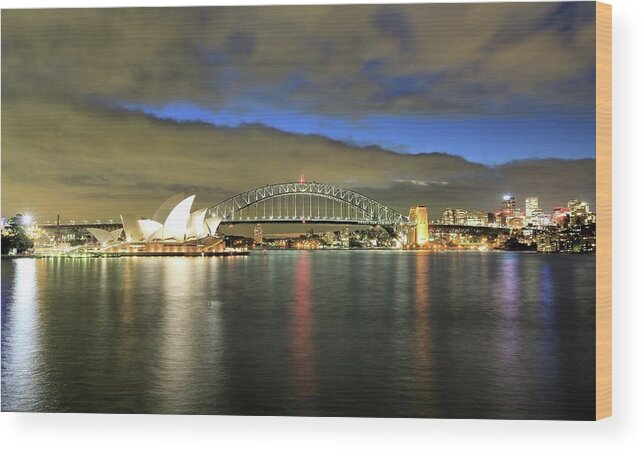 Photosbymch Wood Print featuring the photograph Sydney Harbor at Blue Hour by M C Hood