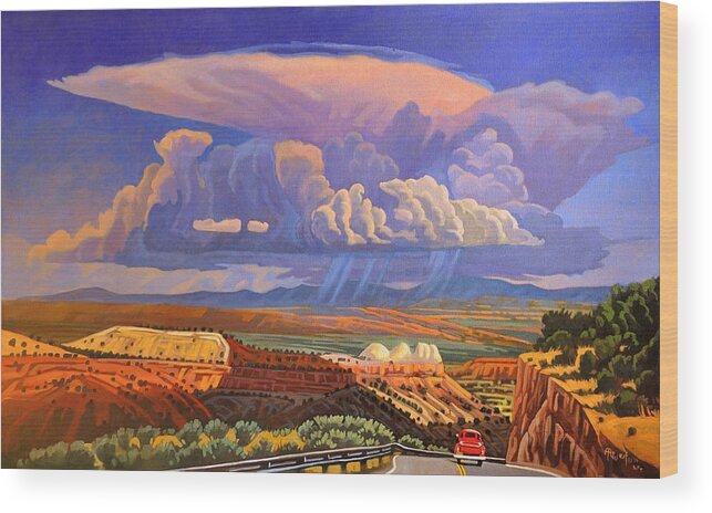 Big Clouds Wood Print featuring the painting The Commute by Art West