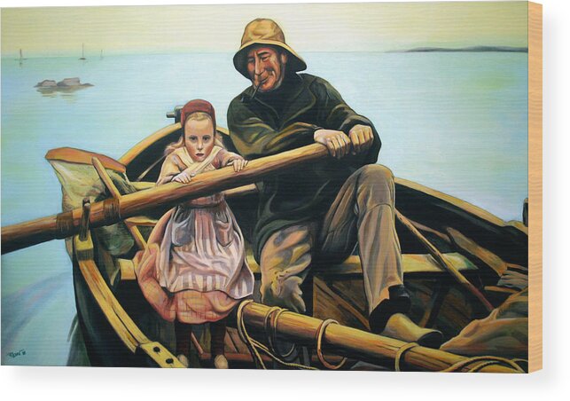 Boat Wood Print featuring the painting The fisherman by Jose Roldan Rendon