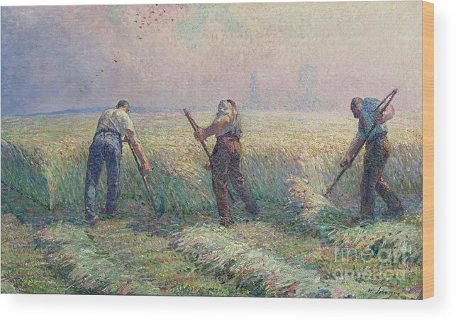 Henri Lebasque � The Mowers In The Outskirts Of Lagny Wood Print featuring the painting The Mowers in the Outskirts of Lagny by MotionAge Designs