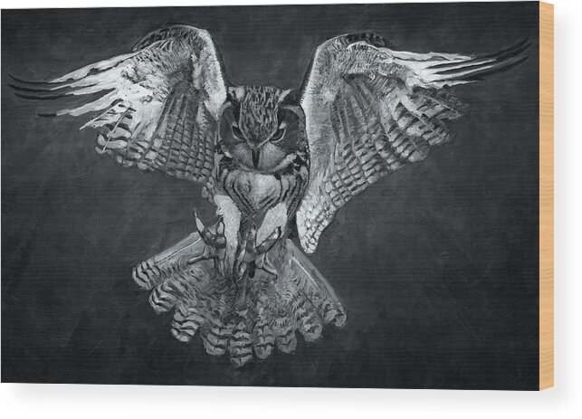 Owl Wood Print featuring the painting The Owl 2 by Christian Klute