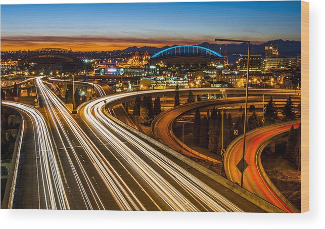 American Wood Print featuring the photograph The Start of I-90 by Pelo Blanco Photo